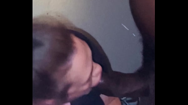 Giving a thick black cock amazing head